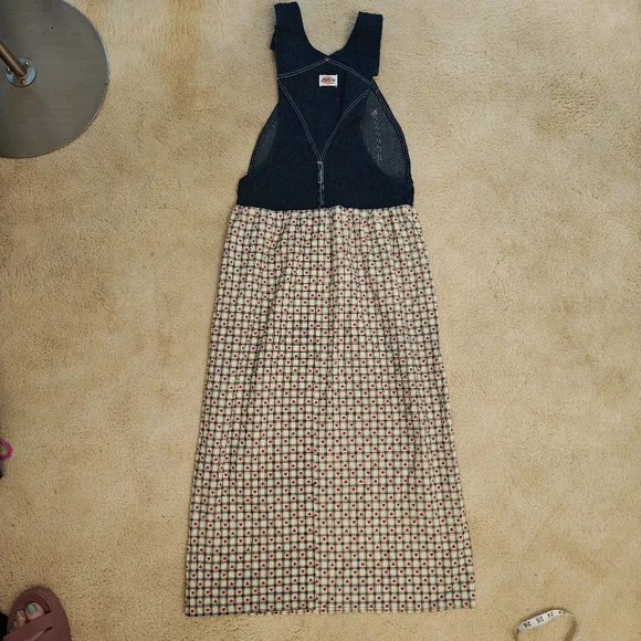 One of a Kind Dickies Custom Upcycled Patchwork Denim Overalls Maxi Dress. - Picture 5 of 10